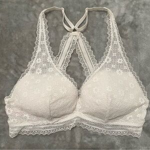 Victoria's Secret Ivory Lace Racerback Bralette Adjustable Straps Size Large